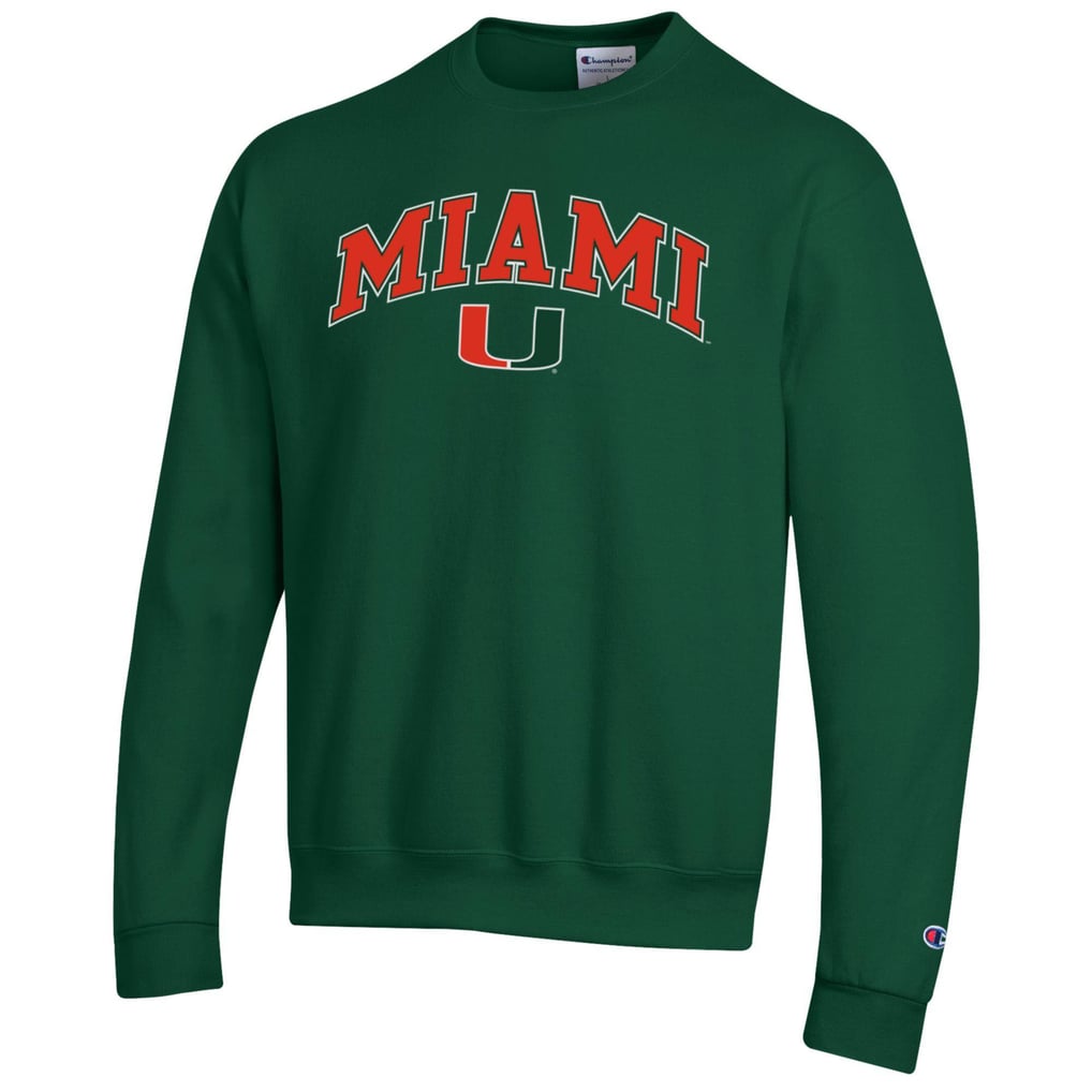  Miami Hurricanes Champion Arch Over Logo Pullover Sweatshirt - Green